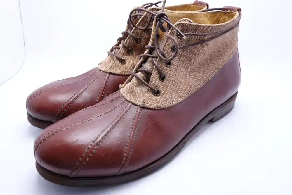 Billy Reid Boots Mens Size 13 Brown Leather Canvas Chukka Ankle Made In Italy